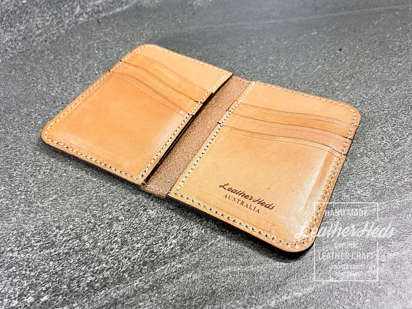 Natural leather minimalist card wallet