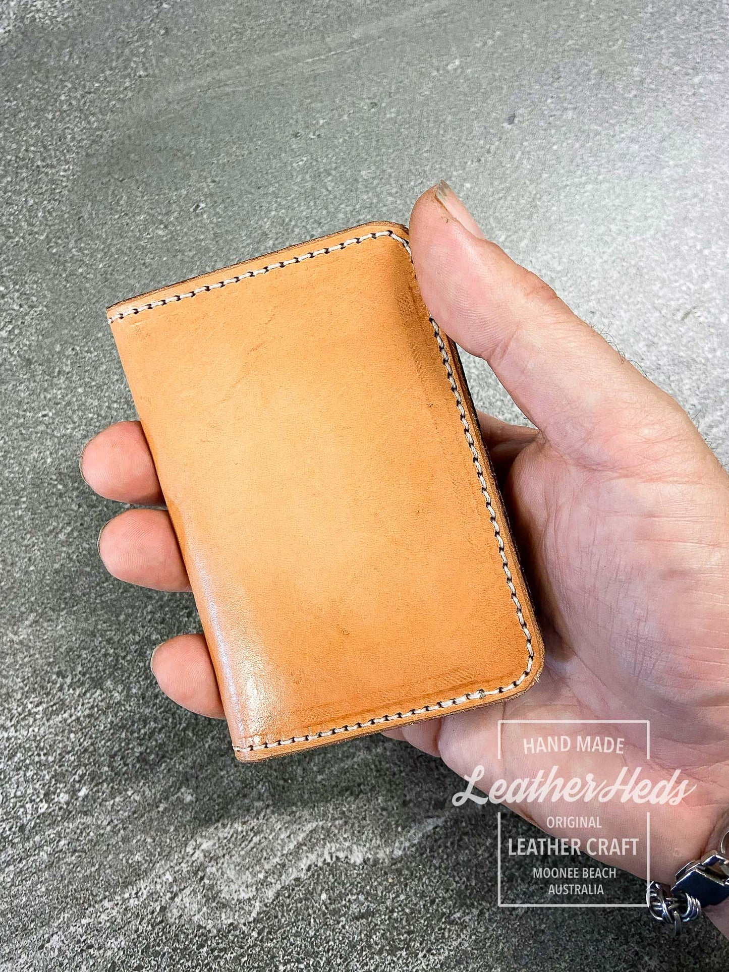 Natural leather minimalist card wallet