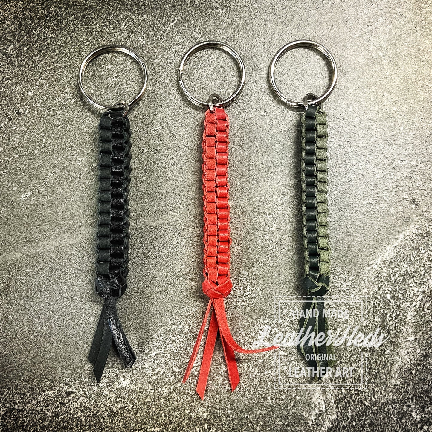 Leather braided key tag