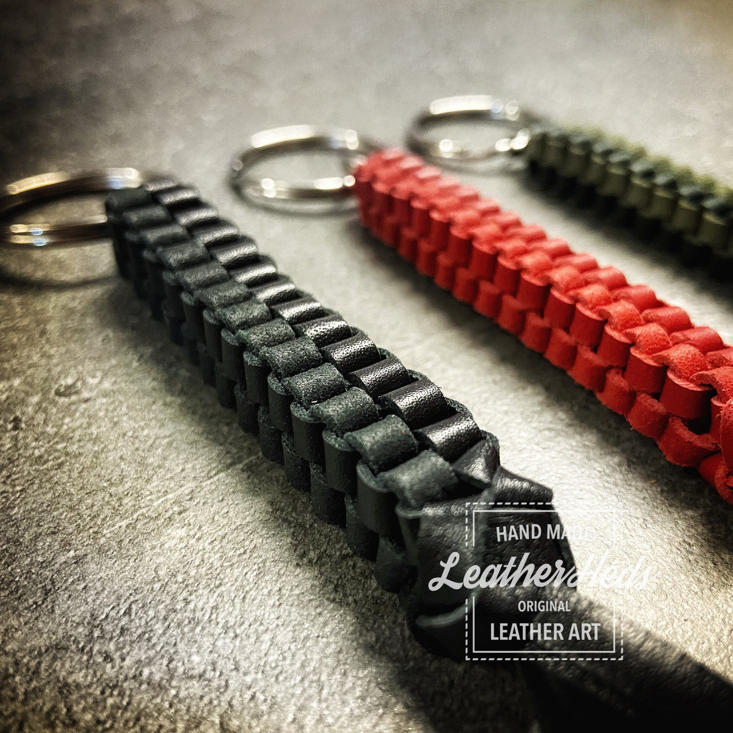 Leather braided key tag