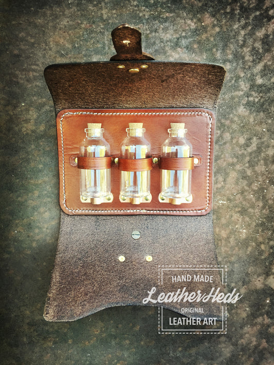 Steampunk three bottle apothecary pouch